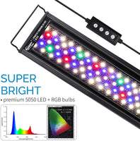 1 x RAW Customer Returns hygger aquarium lighting, aquarium LED lighting, 24 7 mode for sunrise-daylight-moonlight, adjustable timer, adjustable brightness, with extendable bracket, 7 colors 14W  - RRP €39.99