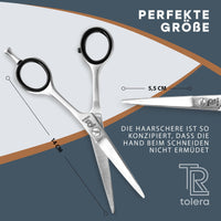 1 x RAW Customer Returns TOLERA hairdressing scissors including case hair scissors - sharp precise - unisex hair cutting scissors silver  - RRP €14.62