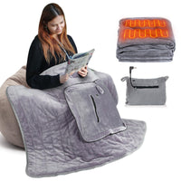 1 x RAW Customer Returns Cootway Portable Heated Blanket Battery Powered Battery not included , 3 Temperature Levels 148 94cm Electric Heating Blanket Heat Poncho 7.4 VDC Powered Heater, Flannel Material Machine Washable - RRP €13.61