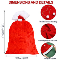 2 x RAW Customer Returns Large Christmas bag, Santa Claus bag, large Christmas gift bag red and white, 70 x 110 cm , Santa Claus glasses, Santa Claus bell - RRP €36.28