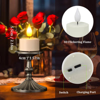 1 x RAW Customer Returns Yme Rechargeable LED Tea Lights with Remote Control and Timer, 6 LED Candles Flickering with Timer Function and USB C Charging Cable for Living Room Halloween Christmas Party Decoration - RRP €24.19