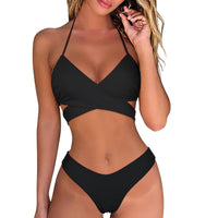 1 x RAW Customer Returns DOULAFASS Women s Bikini Set Sexy Bikini Brazilian Style Low Waist String Triangle 2-piece Bikini Black XL - RRP €34.98