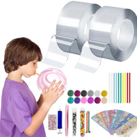 26 x Brand New 38 Pieces Nano Tape Bubbles Set, Bubble Tape DIY, Blowing Bubble Tape, Nano Tape Ball, with Sequin Sticker Straw, Bubble DIY Craft Kit for Girls, Boys - RRP €383.5