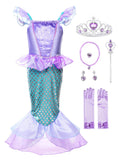 1 x RAW Customer Returns JerrisApparel Girls Princess Mermaid Costume Halloween Party Dress Purple with Accessories, 120  - RRP €26.77