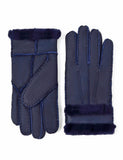 1 x Brand New YISEVEN Women s Winter New Leather Gloves Sheepskin Warm Thick Wool Fur Velvet Lining Thermal Wrist Driving Gift,Navy Blue L - RRP €22.8