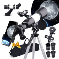 1 x RAW Customer Returns Astronomical telescope with 70 mm aperture and 400 mm AZ mount for astronomy beginners, children, adults - with carrying case, improved tripod and cell phone holder for photography - RRP €95.78