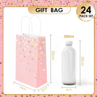 1 x RAW Customer Returns Paper Bags, 24 Pieces Gift Bags with Handle 23 x 14 x 8 cm Small Paper Bag Pink with Gold Foil Dots - RRP €16.38