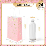 1 x RAW Customer Returns Paper Bags, 24 Pieces Gift Bags with Handle 23 x 14 x 8 cm Small Paper Bag Pink with Gold Foil Dots - RRP €16.38