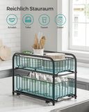 1 x RAW Customer Returns SONGMICS Kitchen Cabinet Organizer, Kitchen Shelf, Organization System, 2 Levels, Stackable, Expandable, with Metal Baskets, for Kitchen, Classic Black KCS017B01 - RRP €23.18