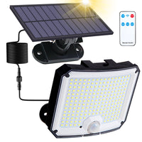 1 x RAW Customer Returns ZEEQII solar lamps for outdoor use, 208 LED solar light, IP65 waterproof LED solar light with motion detector, solar spotlight for outdoor use with remote control for garden patio with 5M cable - RRP €19.27