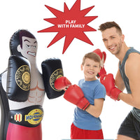 1 x RAW Customer Returns 170cm Inflatable Punching Bag for Adults for Leisure Fitness Training in Black Karate, Boxing Training, Kickboxing, MMA, Muay Thai, etc... - RRP €30.24