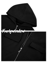 1 x RAW Customer Returns Karlywindow Women s Hoodie Long Sleeve Hoodie Casual Sweat Jacket Basic Sweatshirt with Zipper Loose Tops, Black, L - RRP €30.23