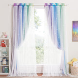 1 x RAW Customer Returns NICETOWN Children s Room Blackout Curtain Set of 2 - Star Curtains Children s Room Boy Double Layer Curtains with Voile Eyelet Curtain, H 240 x W 132 cm, Rainbow 1 - RRP €53.1