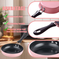 1 x RAW Customer Returns Pack of 2 mini frying pans 12 cm small pan, fried egg pan, mini non-stick pan, egg pan with handle, heat-resistant, non-stick coating, portable pan for camping, cooking, induction cooker blue and pink  - RRP €10.68