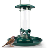 1 x RAW Customer Returns WILDLIFE FRIEND I Grain feeding column with XL feeding plate, green - feeding bowl for birds to hang up with landing spots, feeding station for year-round feeding of wild birds - RRP €18.99