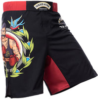 1 x Brand New Hardcore Training Fight Shorts Old Tattoo Men s Shorts Men s MMA BJJ Grappling Fitness Boxing Muay Thai No Gi Sparring S  - RRP €36.0