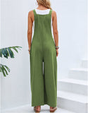 1 x RAW Customer Returns SotRong Women s Pocket Wide Leg Jumpsuit, Summer Boho Sleeveless Strap Jumpsuit, Green, XXL - RRP €28.99