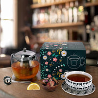 1 x RAW Customer Returns Glass teapot with strainer insert set, glass tea pot 1L strainer stainless steel teaspoon metal coaster in gift box, gift for women men tea lovers, glass teapot tea strainer tea box teapot tea pot - RRP €23.97