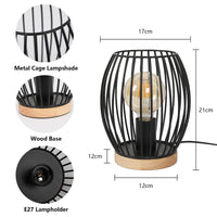 1 x RAW Customer Returns SENQIU table lamp vintage, metal shape cage E27 table lamp black industrial, bedside lamp retro for bedroom, study, living room, dining room, bulbs not included - RRP €29.99