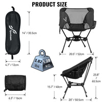 1 x RAW Customer Returns Sportneer Camping Chair Portable Folding Camping Chair with Two Pockets for Camping Hiking Lawn Picnic Outdoor Travel Outdoor, Black - RRP €36.29