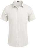 1 x RAW Customer Returns COOFANDY men s shirt short sleeve linen shirt casual shirt short sleeve shirt cotton summer shirts plain basic shirt beach shirt, soft and comfortable basic white XL - RRP €33.99