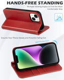 1 x RAW Customer Returns SHIELDON Case for iPhone 14 Leather Case Genuine Leather Lifetime Guarantee RFID Lock Card Slot Magnet TPU, Flip Case Cell Phone Case Phone Protection Compatible with iPhone 14 5G 6.1 - Retro Red - RRP €30.99