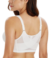 1 x RAW Customer Returns Lemorosy Reducer Bra with Front Closure for Women Minimizer Basic Bra Plus Size Non-Wired Non-Padded Full Cup 100B, White  - RRP €24.78