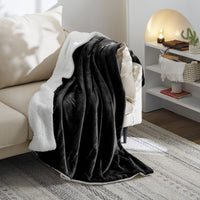 1 x RAW Customer Returns WAVVE Cuddly Blanket Fluffy Blanket Black - Warm Sherpa Blanket Sofa Small As Sofa Blanket and Living Blanket, Thick and Soft Fleece Blanket 130x150 cm - RRP €16.85