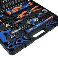 1 x RAW Customer Returns DEXTER - 108-piece tool case - tool set - tool box - with pliers, wrench, screwdriver, metal saw and much more - RRP €90.74