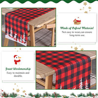 90 x Brand New Christmas table runner, tablecloth and runner for Christmas dinner in long black red buffalo plaid 180 x 34cm, table runner for Christmas table for Christmas table decorations - RRP €692.1