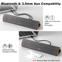 1 x RAW Customer Returns SOULION Sound Bar for PC Laptop with Bluetooth and Customizable Lighting, USB Powered, 3.5 mm Jack, for Computer, Mobile Laptop, Phones - RRP €26.92