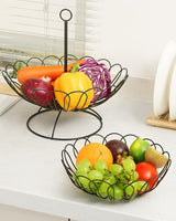 1 x RAW Customer Returns DUSENHO Fruit Etagere 2 Tier Fruit Bowl Fruit Basket for More Space on the Worktop Vegetable Basket Made of Metal Kitchen Decoration Fruit Bowls for Fruit and Vegetables - RRP €27.99