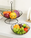 1 x RAW Customer Returns DUSENHO Fruit Etagere 2 Tier Fruit Bowl Fruit Basket for More Space on the Worktop Vegetable Basket Made of Metal Kitchen Decoration Fruit Bowls for Fruit and Vegetables - RRP €27.99