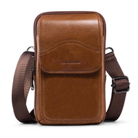 1 x RAW Customer Returns HUAZHIMAO Genuine Leather Cell Phone Belt Bag Men, Cell Phone Waist Bag for iPhone Series, Cell Phone Bags Samsung Galaxy Ultra Series, with Belt Loop and Belt Clip Brown  - RRP €26.1