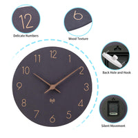 1 x RAW Customer Returns ACCSHINE Radio Controlled Wall Clock MDF Wooden Wall Clock Without Ticking Noise Silent 30cm Quartz Battery Large Wall Clock Easy to Read for Room Home Kitchen Bedroom Office School Black  - RRP €30.04