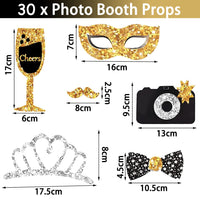 2 x Brand New YGCHEN Photo Props Party Photo Booth Props Birthday Photo Booth Props Photo Box Accessories Gold Decoration for Variety Party Birthday Party Weddings, 30 Pieces - RRP €29.98