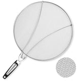 1 x RAW Customer Returns Stainless Steel Pan Splash Guard, Folding Silicone Handle, Practical Kitchen Frying Pan Splash Guard, Oil Proof, Fits Every Pot or Pan, Diameter 33cm - RRP €17.69