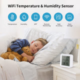 1 x RAW Customer Returns eMylo WiFi Thermometer Hygrometer Indoor, Tuya Bluetooth Room Thermometer WiFi Temperature Sensor with Smart App, LCD Screen Digital Thermo-Hygrometer for Room Temperature, Basement, Baby Room - RRP €25.01