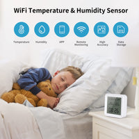 1 x RAW Customer Returns eMylo WiFi Thermometer Hygrometer Indoor, Tuya Bluetooth Room Thermometer WiFi Temperature Sensor with Smart App, LCD Screen Digital Thermo-Hygrometer for Room Temperature, Basement, Baby Room - RRP €24.96