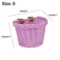 1 x RAW Customer Returns AVASTA Wicker Children s Bike Basket 12, 14, 16 Girls Bikes, Scooters, Tricycles, Kids Bike Accessories, with Leather Strap, Purple, Size XS  - RRP €30.0