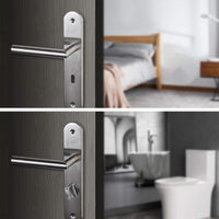 1 x RAW Customer Returns AwmnSrman 3-door handles interior doors BB door handle 1 WC bathroom door lock left modern stainless steel 8 door handles 8 long plates silver - RRP €42.65