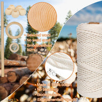 1 x RAW Customer Returns UHAPEER Macrame Yarn DIY Kit, Cotton Yarn Dream Catcher Craft Set, Natural Cotton Rope for Adults Beginners, with 3 mm Macrame, Wooden Beads, Wooden Rings, Dream Catcher Rings - RRP €19.32