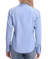 1 x RAW Customer Returns siliteelon Blouse Women Non-Iron Light Blue Long Sleeve Shirt Cotton Casual Tops Shirt Long Sleeve Shirts Plain Tops - RRP €28.22