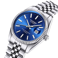 1 x RAW Customer Returns CADISEN Men s Automatic Watch Elegant Casual Mechanical Men s Watch with Sapphire Glass and Calendar Stainless Steel Strap Waterproof Watch Blue  - RRP €110.92