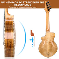 1 x RAW Customer Returns Hricane Concert Ukulele made of Koa Solid Acacia Professional smooth glossy Ukuleles Hawaii Ukele Concert Musical Instruments 23 inches with Bag - RRP €123.85