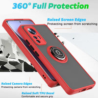 1 x RAW Customer Returns RankOne Case for Redmi Note 12S 6.43 Inches , Ring Stand Magnetic Suction Cup Phone Case Matte Transparent - Red - RRP €21.6