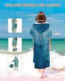 1 x RAW Customer Returns Rowjoy Microfiber Beach Towels, Ocean Animal Print Beach Towel, Blue Underwater World Beach Towel with Hood, Towel Poncho Quick-Drying Bathrobe for Adults Children Blue-75x110cm  - RRP €25.89