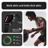 1 x RAW Customer Returns BingoFit Smartwatch Men with Telephone Function, 1.43 AMOLED Touchscreen Fitness Watch, Fitness Tracker with Heart Rate Monitor Sleep Monitor Blood Pressure SpO2, 50 Sports Modes Pedometer Watch for Women Men - RRP €44.36