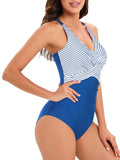 1 x RAW Customer Returns Century Star swimsuit women tummy control swimsuit women large size swimsuit women push up swimsuit with underwire swimsuits for women tummy control swimsuit women with cups blue and white striped 46-48 - RRP €35.28