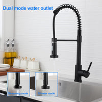 1 x RAW Customer Returns Kitchen faucet black - kitchen faucet with shower extendable 360 swiveling sink faucet kitchen mixer tap 2 jet types with spiral spring stainless steel fitting kitchen faucet - RRP €37.04